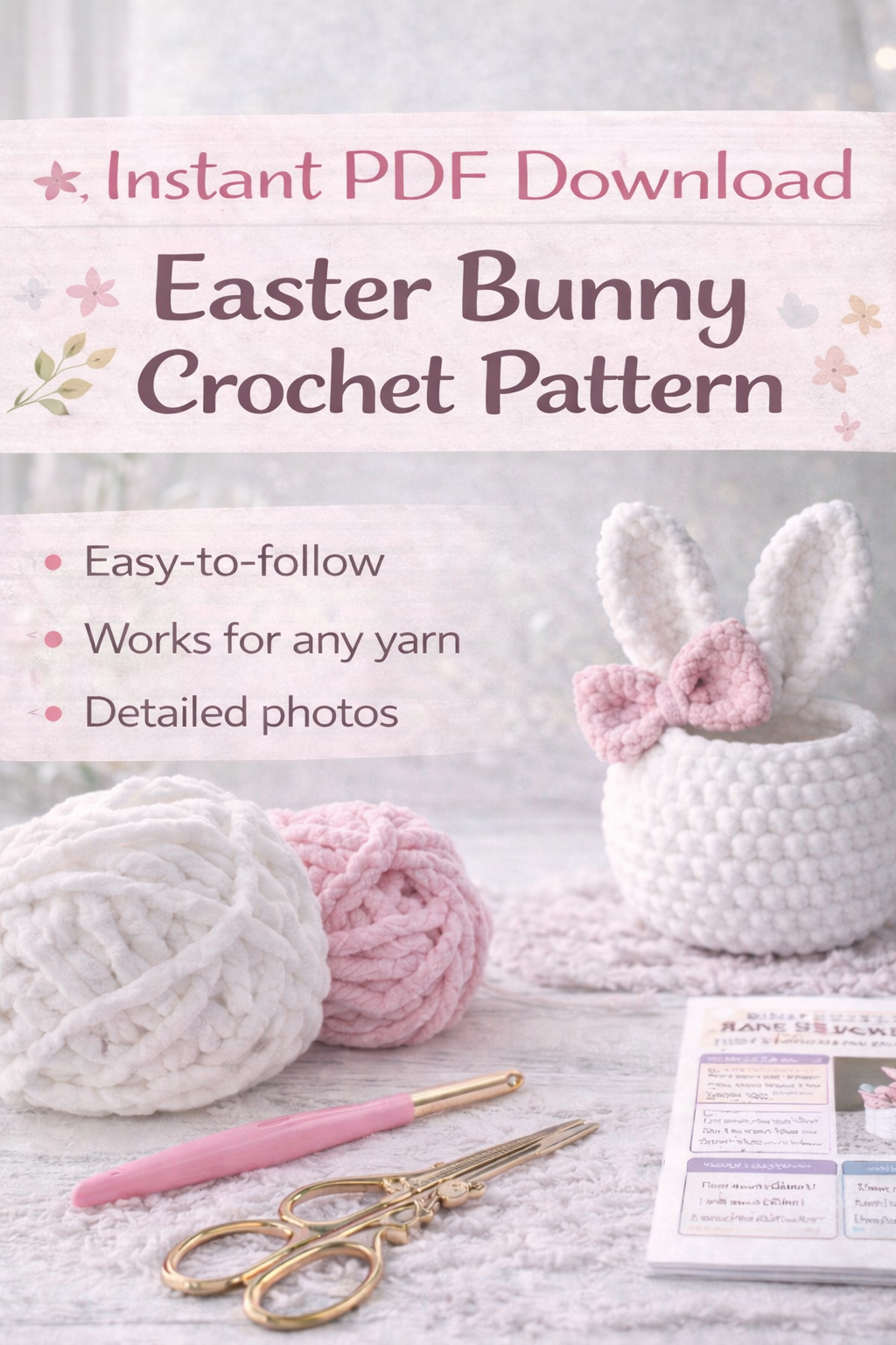 🐰 Easter Bunny Basket Crochet Pattern