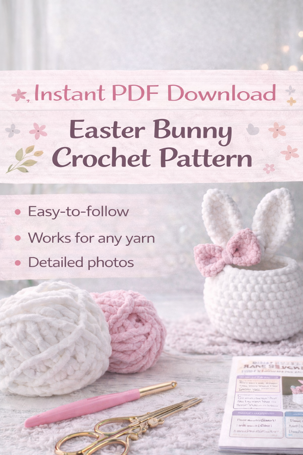 🐰 Easter Bunny Basket Crochet Pattern