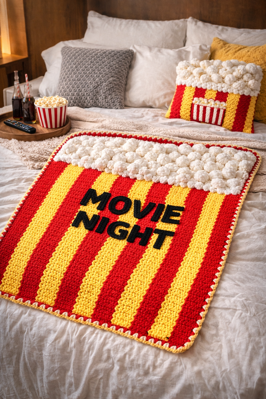 Movie Popcorn Crochet Blanket Pattern