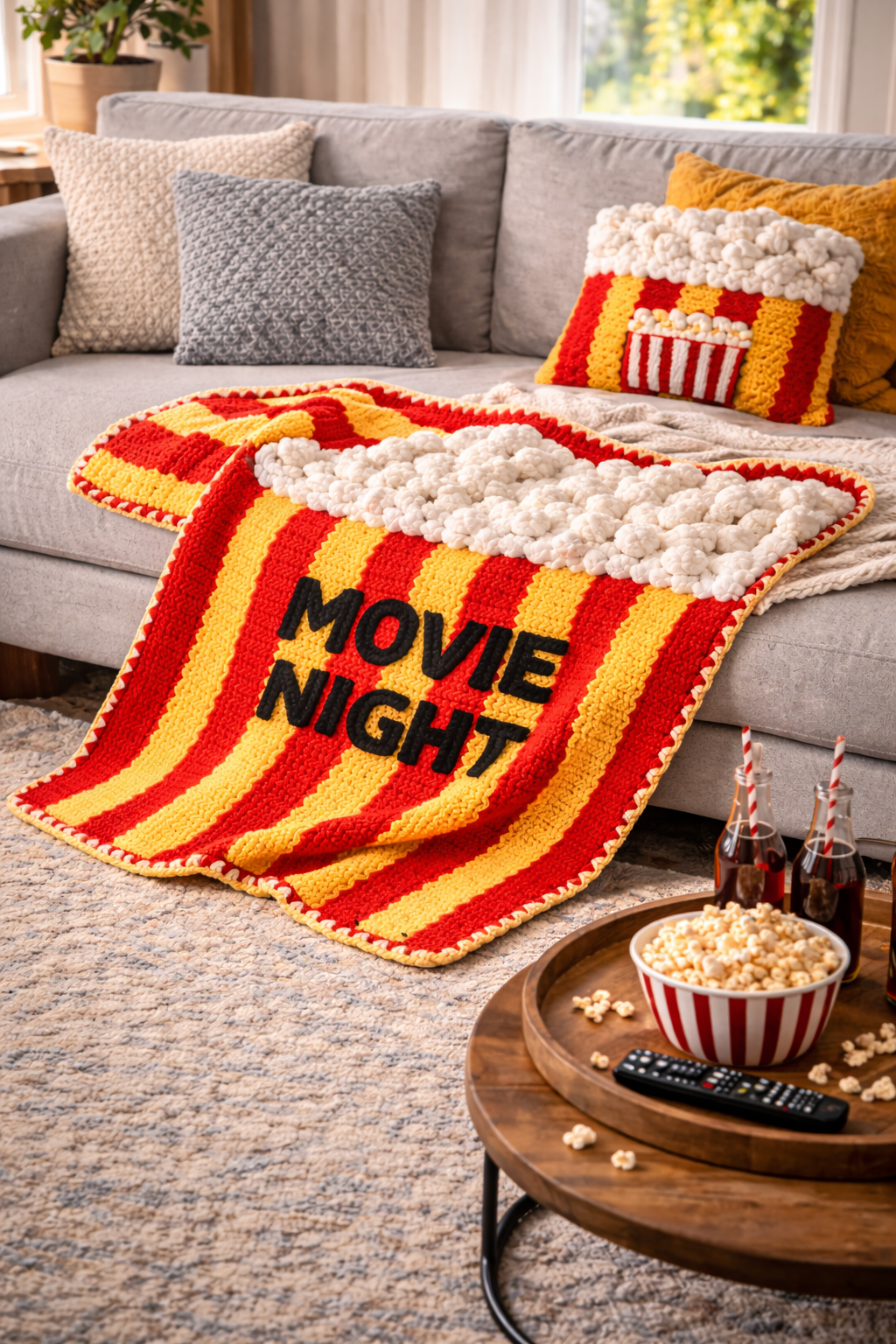 Movie Popcorn Crochet Blanket Pattern